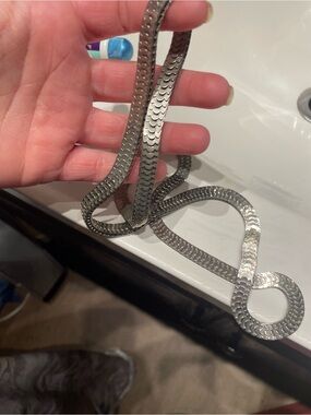 Silver Herringbone Flat Chain Necklace